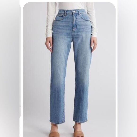 Madewell 90s Straight Leg Light Blue Jeans - Picture 1 of 5